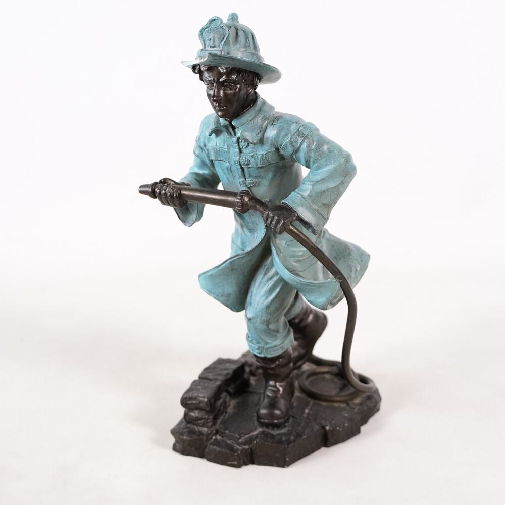 Berkeley Designs Fire Fighter Figurine Fireman Statue Resin Sculpture Art Figure